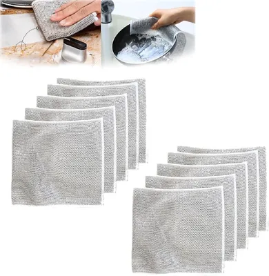 Immagine prodotto di Salviette multiuso, a doppio strato, 10 pezzi, riutilizzabili, per la cucina e la casa