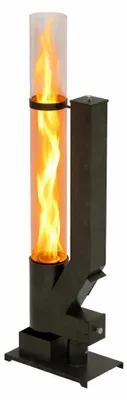 Produktbild von APANA Pelletfackel FLAME Feuerrohr für Holzpellets Outdoor Feuerfackel Gartenfackel mit hitzebeständiger Glasröhre bis 450°C, Stahl schwarz