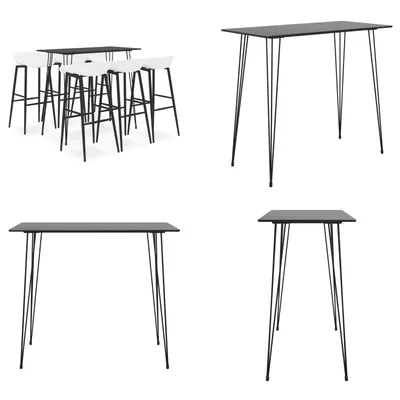 Produktbild von vidaXL 7 tlg. Bar Set Schwarz und Weiß - Bar-Set - Bar-Sets - Bartisch Mit Barhocker - Bartische Mit Barhocker