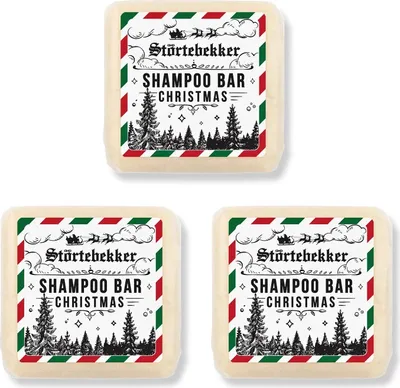 Produktbild von Störtebekker Festes Shampoo Weihnachtsedition 3er Set - Handgefertigtes, veganes Shampoo für Herren & Damen - Wohlduftende Duschpflege für Haut & Haar