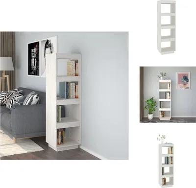 Produktbild von vidaXL Bücherregal/Raumteiler Weiß 40x35x135 cm Massivholz Kiefer -  Bücherregale & Bücherschränke