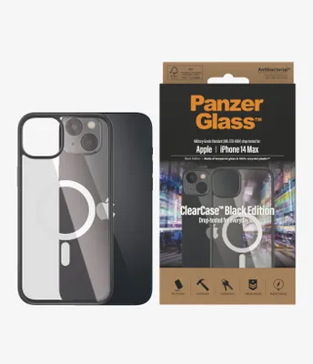 Image de Panzerglass Clearcase avec Magsafe Anti-bactérien pour Iphone 14 Plus / 15 Plus - Clair et Noir