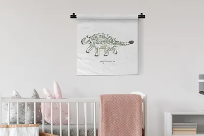 Produktbild von MuchoWow® Wandteppich Wandbehang Kinderzimmer - Ankylosaurus - Dinosaurier - Kind - Mädchen - Kinder 60x60 cm Tapisserie Dekoration Wandtuch - Dekorationen - Wand Decke