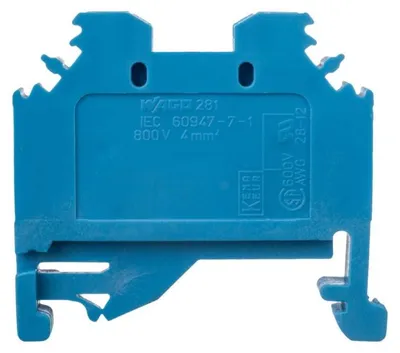 Productafbeelding van WAGO doorgaande klem 2-aderig, type 281-104, 4 qmm, blauw