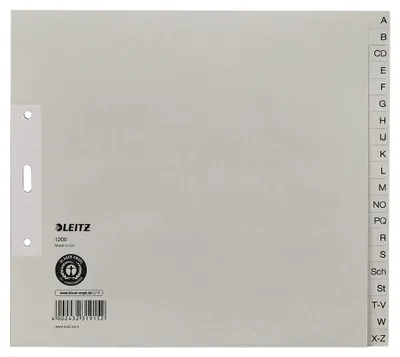 Produktbild von Leitz Register, 20 Trennblätter, Taben mit alphabetischem Aufdruck A-Z, 5 Stück,