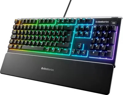 Immagine prodotto di SteelSeries Apex 3 - Tastiera da gioco - Illuminazione RGB a 10 zone - Poggiapolsi magnetico di alta qualità - Layout tedesco (QWERTZ)
