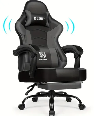 Obrázek produktu pro Herní židle s podnožkou, ergonomická herní židle, herní křeslo s nastavitelnou bederní opěrkou a polštářkem na hlavu