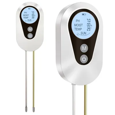 Produktbild von Boden-pH- und Feuchtigkeitsmesser,4-in-1 Pflanzenmessgerät, misst pH, Temperatur,Feuchtigkeit & Licht,für Garten,Rasen, Gewächshaus & Balkonpflanzen