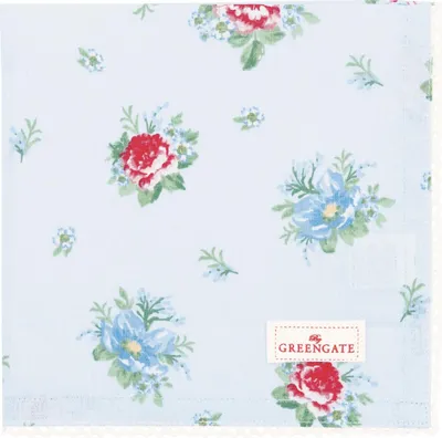 Produktbild von Greengate Alivia Stoffserviette mit Spitze pale blue 40x40cm
