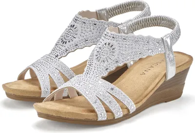 Produktbild von LASCANA Keilsandalette Elegante Sommer‑Sandalette silberfarben Größe 37