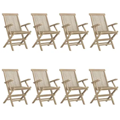 Produktbild von Gartenstühle 8 Stk. Klappbar Grau 56x61x89 cm Massivholz Teak