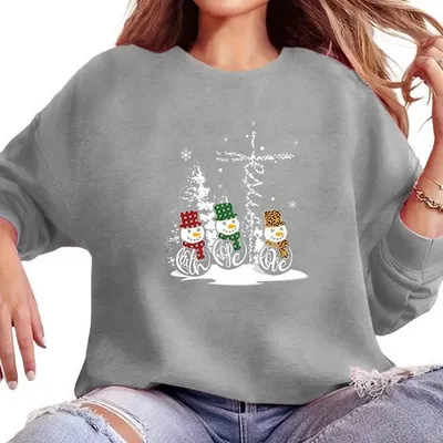 Produktbild von Langärmliges Damen-Sweatshirt mit Weihnachtsschneemann-Aufdruck,Rot, S