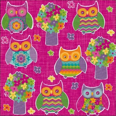 Produktbild von ARTEBENE Papier-Servietten Eulen klein pink 33x33 cm 20 Stück