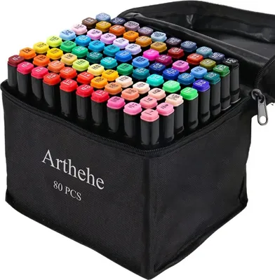Productafbeelding van Famanu Marker Set, 80 kleuren - met dubbele punt voor creatieve designs