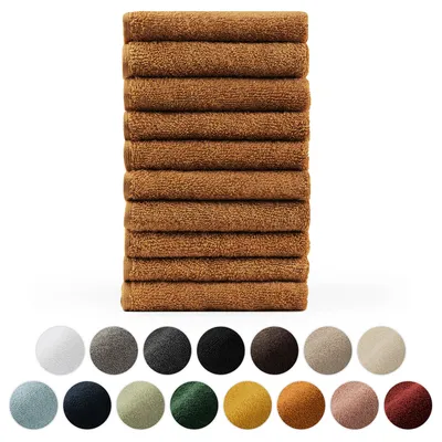 Image de Blumtal Premium Set de serviettes éponge avec boucles de suspension - coton  Oeko-TEX, doux, très absorbant - 10x serviettes invités (30x50 cm), Pumpkin Spice (marron)