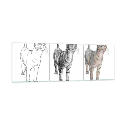 Produktbild von Bilder auf glas - Katzen Tiere Kinder Illustration - 150x50cm - Glasbilder - Wandbilder - Kunstdruck - zum Aufhängen bereit - Wanddekoration aus Glas - Glas Bilder - Wandbild auf Glas - GCA150x50-3211