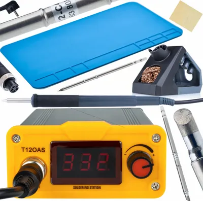 Image de Rosfix Station de Soudage pour Pointes T12 Orange Akbash Standard T12OAS Electric PRO+ (Pointes de Soudage T12-BC4 et T12-D24 Incluses) + Tapis de Sou