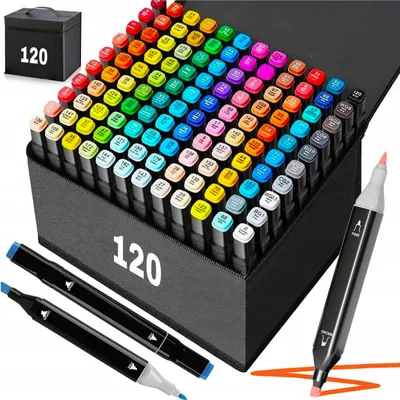 Produktbild von Alkohol-Marker Marker Stifte Doppelseitig Satz Von 120 Stück + Tasche