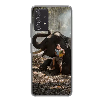 Produktbild von MuchoWow® Handyhülle Schutzhülle Hülle für Samsung galaxy a73 Elefant - Junge - Buch - Wald - Tiere - Natur Silikon Softcase Handy Hülle - Handyhülle