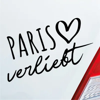 Produktbild von Auto Aufkleber Paris verliebt Herz Stadt Heimat Liebe Car 19x10 cm Schwarz Matt Sticker Heckscheibenaufkleber