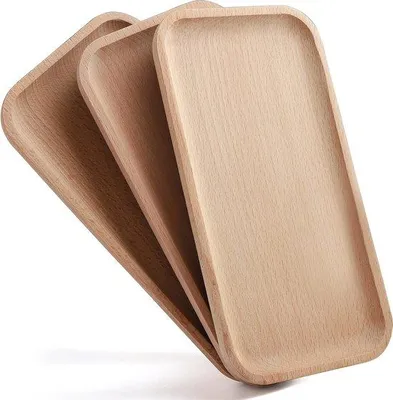 Image de Plateau en bois rectangulaire de 24,8 cm pour fruits et collations