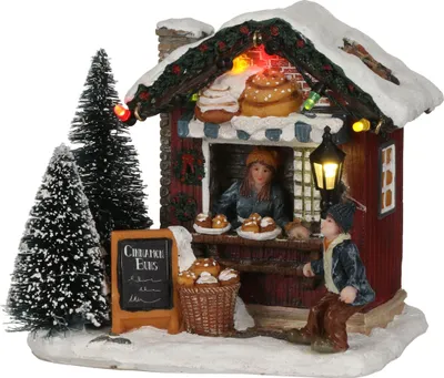 Image de LuVille Village de Noël miniature Stand de cannelés - L12 x l9 x H11 cm