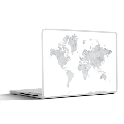 Produktbild von MuchoWow® Laptop Aufkleber Sticker Cover Weltkarte - Grau - Marmor 32.5x23.5 cm - Sticker für Laptop - Selbstklebend