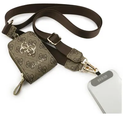 Obrázek produktu pro Univerzální kabelka Guess 4G Metal Logo Crossbody s popruhem na telefon - malá - šňůrka/popruh přes rameno s peněženkou na telefon (hnědá)