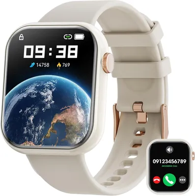 Produktbild von Smartwatch Damen Herren 1.85 Zoll Touchscreen Fitness Uhr mit Bluetooth Anrufe Sportmodi SpO2 Herzfrequenz Schlafmonitor Schrittzähler für iOS Android