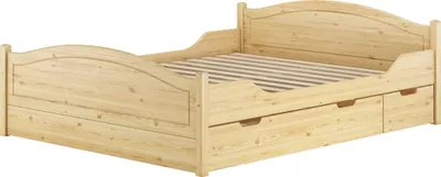 Produktbild von Massivholzbett Landhausstil 160x200 Doppelbett Futonbett Kiefer massiv Zubehör wählbar V-60.33-16Rollrost und Doppelbettkasten inkl.