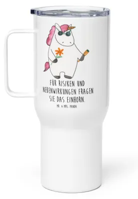 Produktbild von Mr. & Mrs. Panda thermosbecher Einhorn Woodstock - Weiß - Geschenk, To-Go-Becher, Party, Kaffee-to-go-Becher, Thermobecher, Teetasse, Kaffee-Thermobecher, Unicorn, Joint