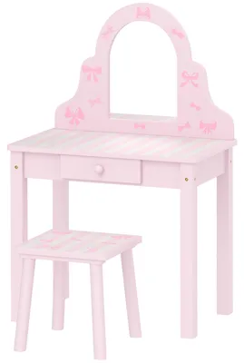 Produktbild von AIYAPLAY Kinder Schminktisch Set 2 in 1 Frisiertisch Schreibtisch mit Hocker