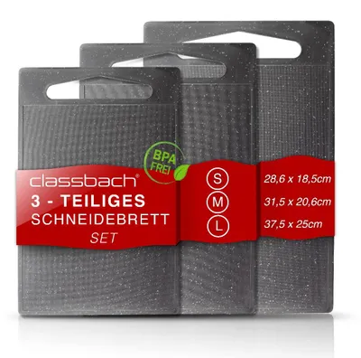 Schneidebrett-Set 3-teilig, PP-Kunststoff, BPA-frei, hellgrau