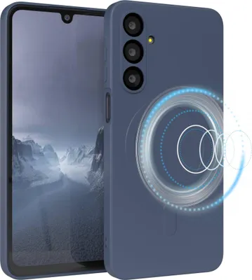 Produktbild von EAZY CASE - Silikonhülle magnetisch für Samsung Galaxy A16, Hülle Silikon, weich stoßfeste Magnet Handyhülle, Schutzhülle mit Kameraschutz, TPU Bumper in Dunkelblau