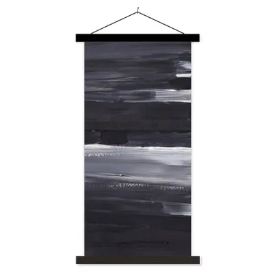 Produktbild von MuchoWow® Textilposter Farbe - Abstrakt - Schwarz 60x120 cm mit schwarzem Rahmen - Magnete