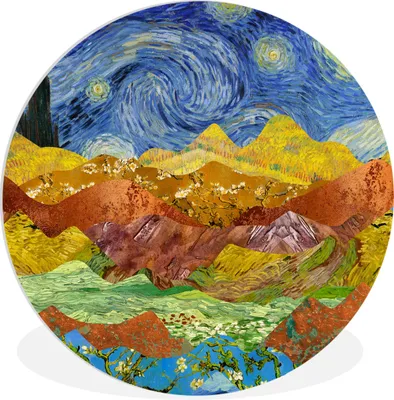 Produktbild von MuchoWow® Rundes Wandbild - Runde Bilder Van Gogh - Sternennacht - Alte Meister Ø 30 cm Kreis Wanddekoration Kunststoff - Wandkreis - Wandschmuck - Schlafzimmer - Bilder - Der Kreis - Kunst für die Wohnung - Plastik - Kunstdruck - Wandbild