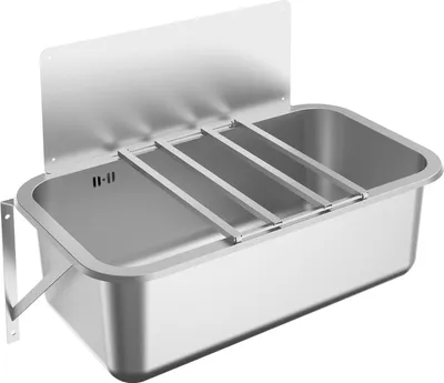Produktbild von KWC AR Mehrzweckbecken, SIRIUS, Edelstahl, 800x260x450 mm, Klapprost und Spritzwand