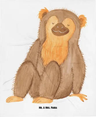 Produktbild von Mr. & Mrs. Panda Fleecedecke Affe - Weiß - Geschenk, Plaid, Affen, Selbstbewusstsein, Liebe, Erstlingsdecke, Babydecke, Schlummerdecke, Respekt, Motivation, Afrika