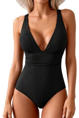 Immagine prodotto di Costume da bagno intero da donna con spalline imbottite e scollo a V