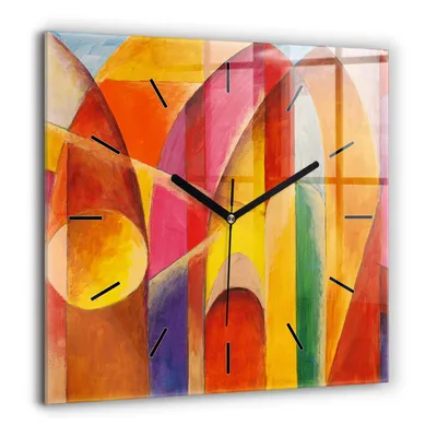 Obrázok produktu pre Wallfluent Hodiny - Sklenené Nástenné Hodiny - Tichý Quartz Strojček - Nástenná Dekorácia Spálňa Kuchyň - Čierna Ruky - 60x60 cm - Abstrakcia dekorácie