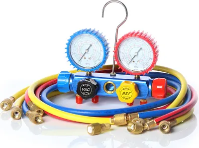 Produktbild von Klima Monteurhilfe 4-Wege R134 R410a R22 R407c KFZ SET 4 Schläuche Manometer