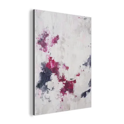 Obrázok produktu pre MuchoWow® Hliníkové obrazy Nástenná dekorácia Kovové umenie 60x80 cm Ružová - Sivá - Farba - Abstraktný hliníkový obraz Dibond Nástenný obraz - Nástenná dekorácia Kov