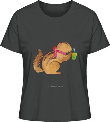 Produktbild von Mr. & Mrs. Panda Oberteil Damen Eichhörnchen Smoothie Größe XL - Anthrazit - Geschenk, Sommershirt, Shirt Mit Print, Abnehmen, T-Shirt für Frauen, Lustige Sprüche, Diät