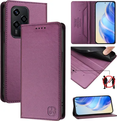Immagine prodotto di Custodia in pelle per Honor 200 Lite, flip case con slot per carte, portafoglio e supporto Viola