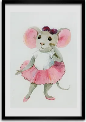 Produktbild von Bild - Bilderrahmen - 50 cm x 70 cm - MDF - Rahmen - Wandkunst Maus Ballerina