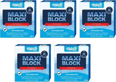 Produktbild von mediPOOL Maxi Block 3-in-1 Poolpflege 5x 600g für Sandfilteranlagen