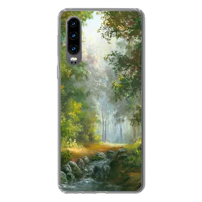 Produktbild von MuchoWow® Handyhülle Schutzhülle Hülle für Huawei P30 Wald - Ölgemälde - Sommer Silikon Softcase Handy Hülle - Kartenbesitzer