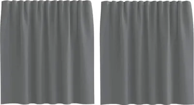 Image de vidaXL Voile Rideaux avec poches pour tringles 2 pcs. Gris foncé