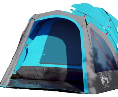 Produktbild von Campingzelt, 600D Oxford-Gewebe, Ein Schlafzimmer, Platz für 3-4 Personen, Trekkingzelt, Stahlstangen