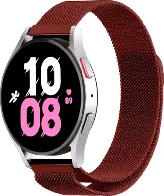 Produktbild von Strap-it Milanese Armband - Kompatibel mit Samsung Galaxy Watch 5 Armband 44mm Edelstahl Armband mit Magnetverschluss - Ersatzarmband - Hochwertiges Material - für Samsung Galaxy Armband Rot